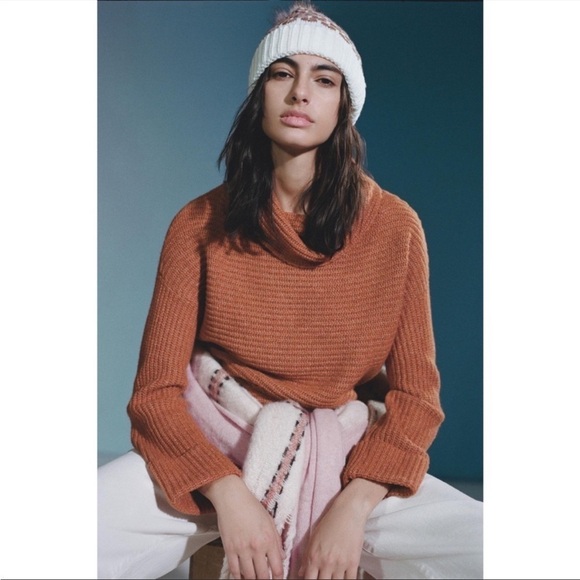 ANTHROPOLOGIE Pilcro Cowl Neck Sweater Cedar Rust Size XXS Winter Cozy Anthro - Picture 4 of 7